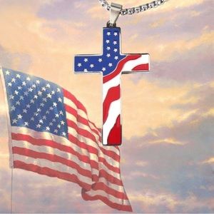 Black Freedom First Cross Pendant New in Packaging. National Flag Necklace.